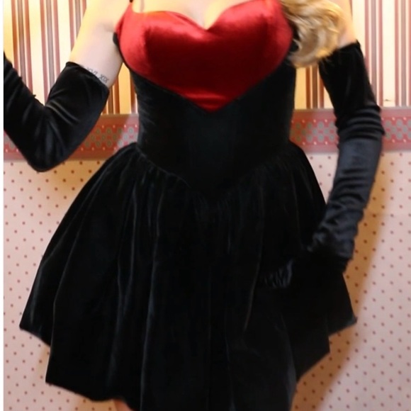 Nana Jacqueline-Gabriella Velvet Dress(WORN ONCE)built in velvet shorts under - Picture 3 of 7